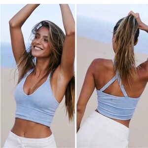 Free People Movement Cropped Tank Top M/L Blue